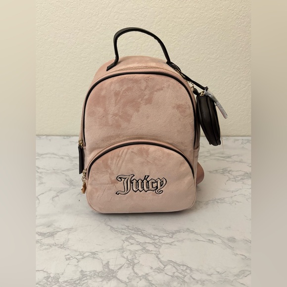NWT Juicy Couture Cafe Dusty Blush Queen Of Everything Backpack Change Purse - Picture 1 of 10